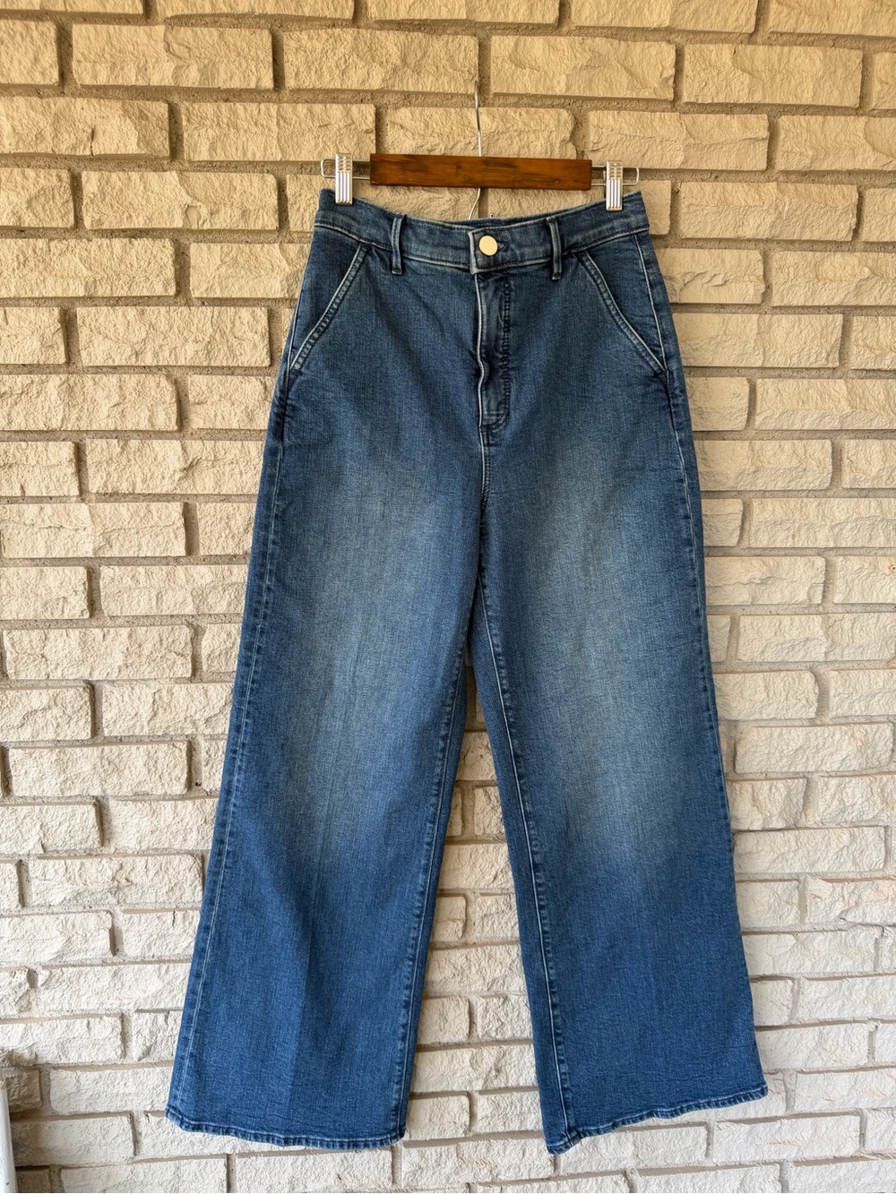 Ann Taylor The Trouser High Rise Medium Wash
 Wide Leg Jeans Size 4